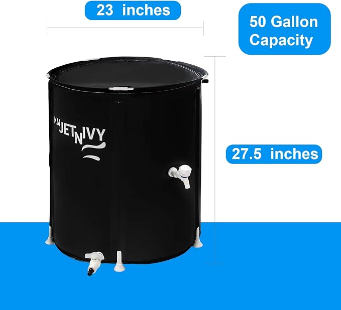 Rain Barrel Upgrade Anti-Collapse Collapsible Rainwater Collection System,Portable Water Storage Tank,Garden Water Catcher (Black, 50)