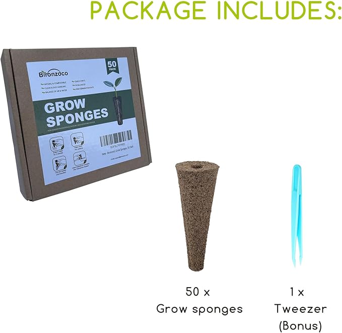 Grow Sponges 50 Pack, Replacement Root Growth Sponge Seed Starter Pods Refill Fit for Aerogarden iDOO, and Other Indoor Hydroponic Garden Systems