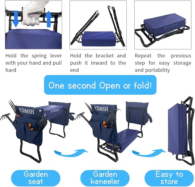 Garden Kneeler and Seat Heavy Duty Gardening Bench Extra Wide,Gardening Stools and Seats for Seniors,Garden Bench for Kneeling and Sitting,Foldable Kneeling Bench