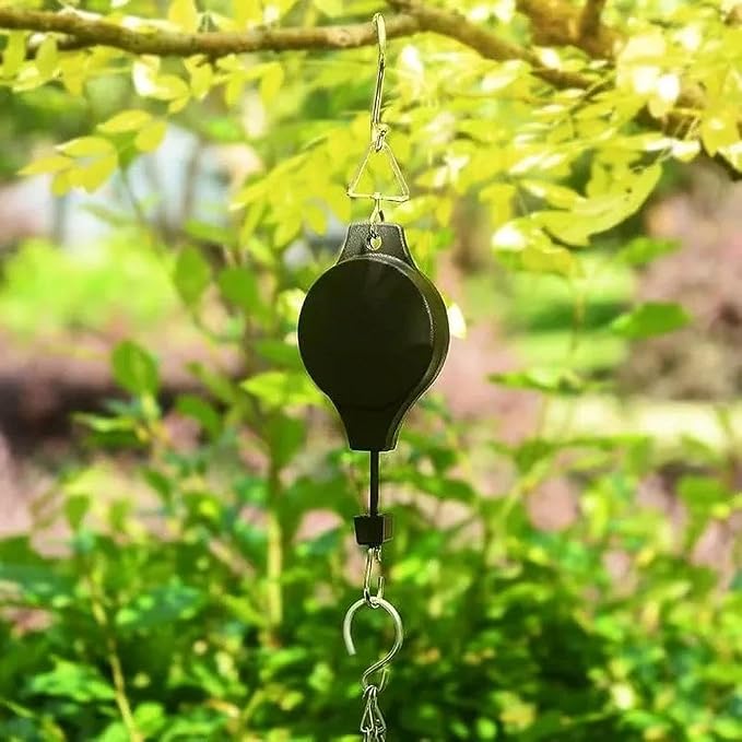 Generic Heavy Duty Adjustable Plant Hanger 6 Pack, Retractable Pulley System for Easy Height Adjustment, Ideal for Indoor and Outdoor Hanging Baskets, Pots, and Bird Feeders - Durable Black Finish