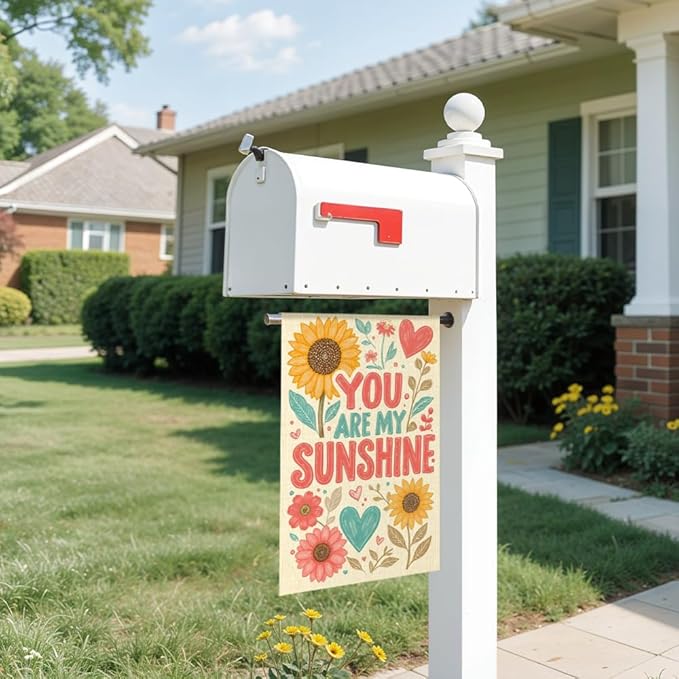You Are My Sunshine Garden Flag Double Sided Yard Outdoor Decoration 12x18 Inch, Sunflower Summer Yard Outdoor Garden Flag, Summer Sunshine Banner, Positive Energy Home Decor Banner