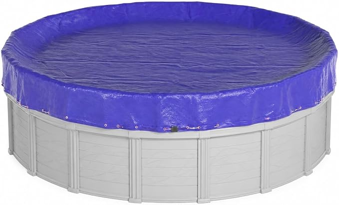 28 FT Round Winter Pool Cover, Steel Cable and Pulley, Above Ground Pools