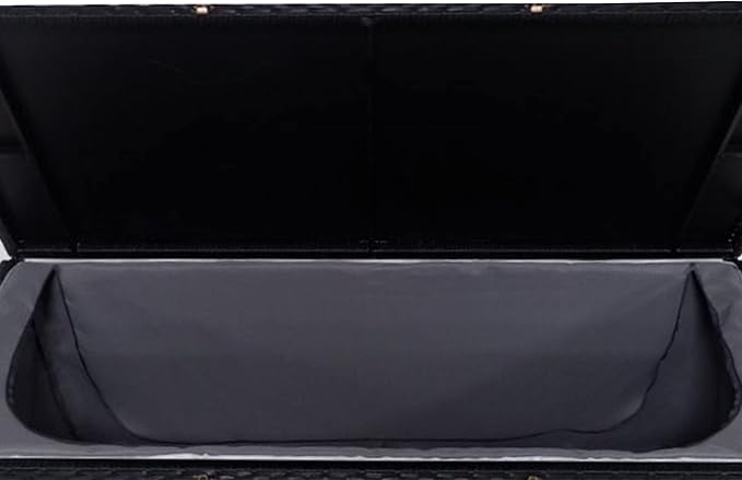 Oakland Living Black Outdoor Storage Box, Wicker-Rattan Bench for Patio, Deck, Pool, Yard & Garden, 113 Gallon