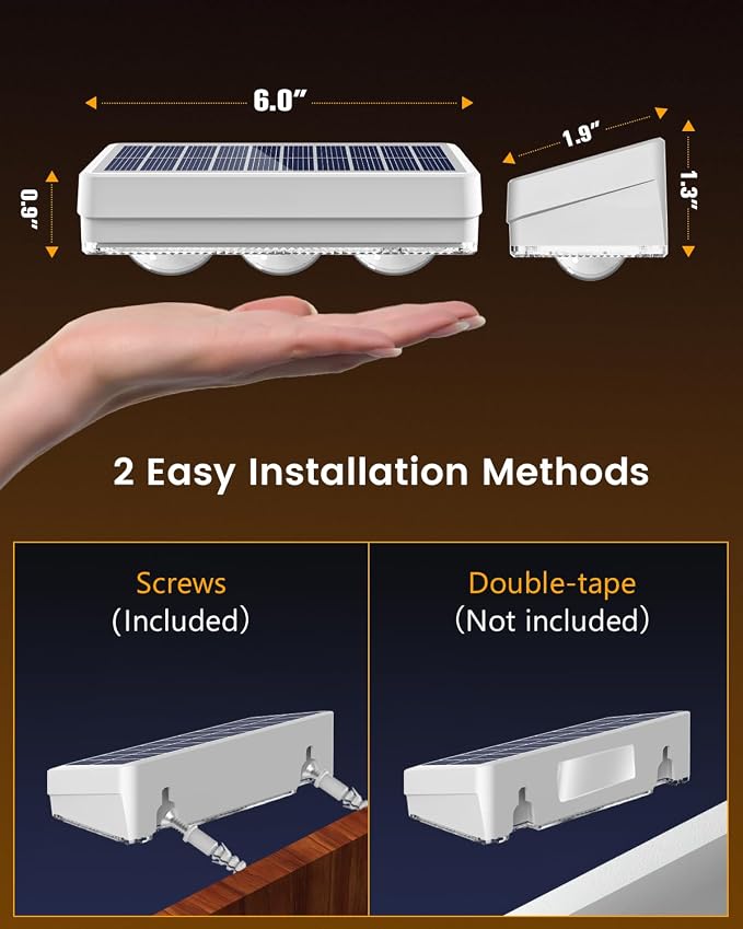 JOFIOS Solar Fence Lights Outdoor Waterproof Led, 8 Pack,1300mAh, 6 Inch Solar Lights for Fence with Warm White & RGB 8 Colors,Outdoor Fence Light Decor for Patio, Backyard, Deck, Railing(White)
