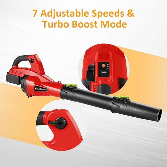 Leaf Blower Cordless, 510 CFM Electric Leaf Blower with 4.0Ah Battery Operated and Fast Charger, 7 Speed Mode, Lightweight Battery Powered Handheld Cleaners for Lawn, Driveway, Snow, Red