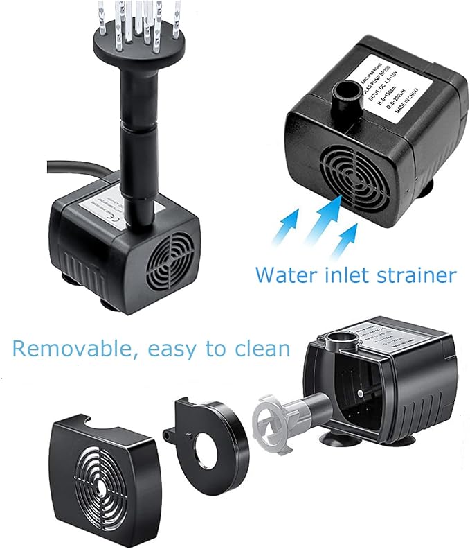 Lewisia 5W Solar Fountain Pump with Battery Backup LED Lighting for Patio Pool Koi Pond Bird Bath Garden Decoration Submersible Solar Powered Water Pump Kit