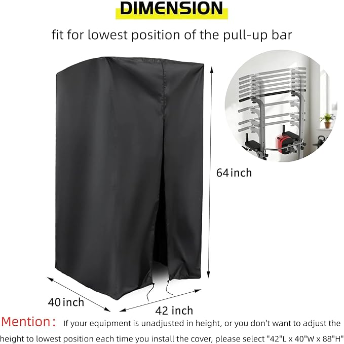 Protective Cover for Pull Up Bar Station, Waterproof& Dustproof Cover for Power Tower/Pull Up Dip Station-Indoor or Outdoor - 42"L x 40"W x 64"H