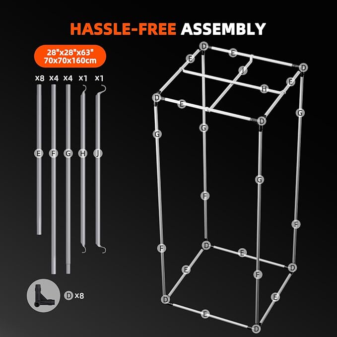 Spider Farmer 2.3x2.3 Grow Tent 2025 New, 28"x28"x63", with Hook for Controller and Power Strip, View Window, 1680D Thicken Mylar Canvas for Indoor Hydroponic Growing for SF1000, SE1500, G1500