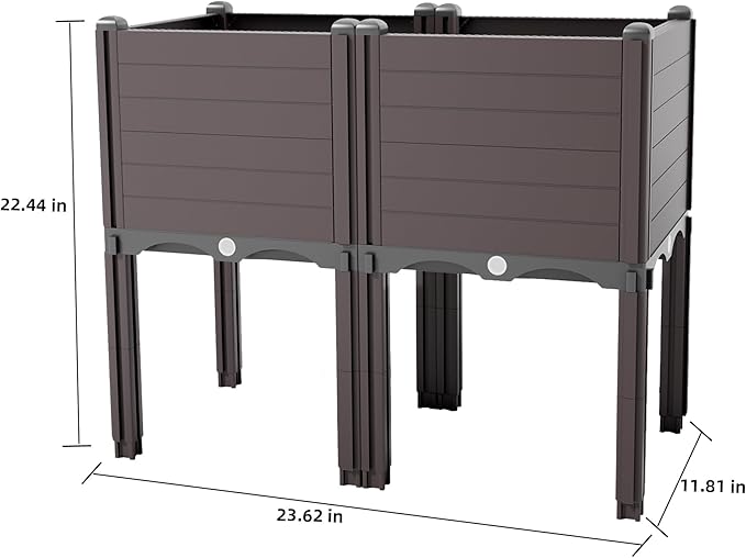 Raised Garden Bed with Legs, Outdoor Planter Boxes & Rectangular Planter, Elevated Above Ground Garden Bed Plastic Flower Pot for Patio Yard, 23.62" Γ 11.81" Γ 22.44"