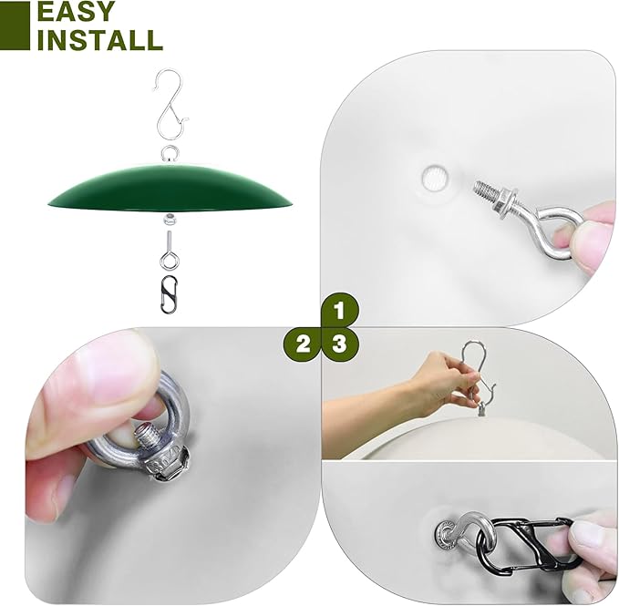 13" Bird Feeder Rain Cover,Bird House Dome,Hummingbird Feeder Guard, Proof for Shepherd's Hook Outdoors,Smart Birds Feeder's Umbrella(Green), 4Pack