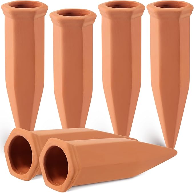 Tatuo 18 Pack Terracotta Plant Watering Spikes Self to Use with Bottles Houseplant Watering Stakes Automatic Irrigation System for Indoor and Outdoor Plants, Keep Plants Watered While You are Away