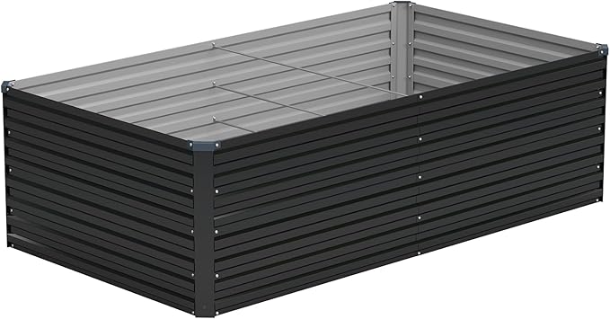 Vengarus 6x3x2FT Galvanized Raised Garden Bed Kit, Deep Root Planter Box Outdoor Large Planter Raised Beds for Planting Flowers,Vegetables and Herbs-Black