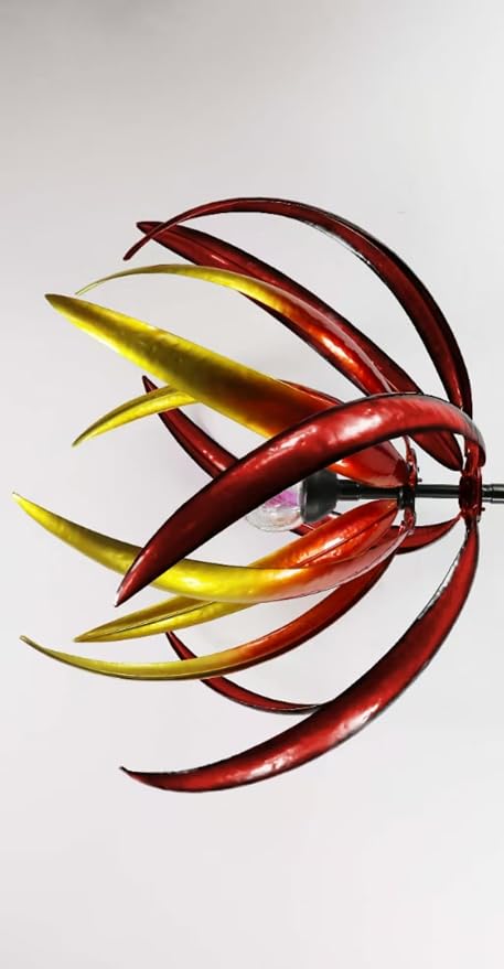 Wind Spinners Outdoor for Yard and Garden - Wind Sculptures & Spinners - 70 Inch Wind Spinner with Solar Powered Multi-Color Glass Ball Light for Yard Garden Backyard Lawn Decorations