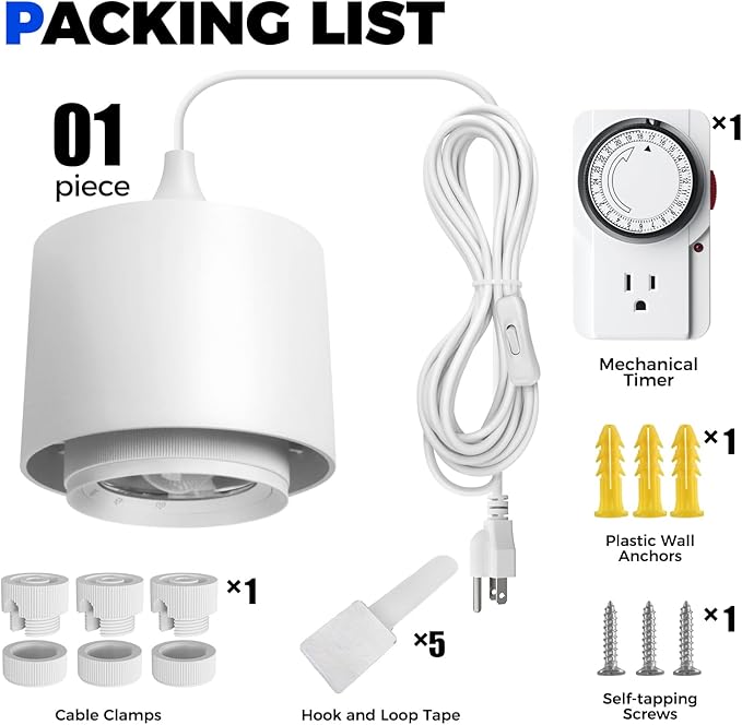 Barrina TR40 Hanging Plant Lights for Indoor Growing, 40W 5000K Full Spectrum, Adjustable Beam Angle (15°-60°), High PPFD, Spotlight Grow Light with Timer for Indoor, Large Tall Plant, Flowers, White