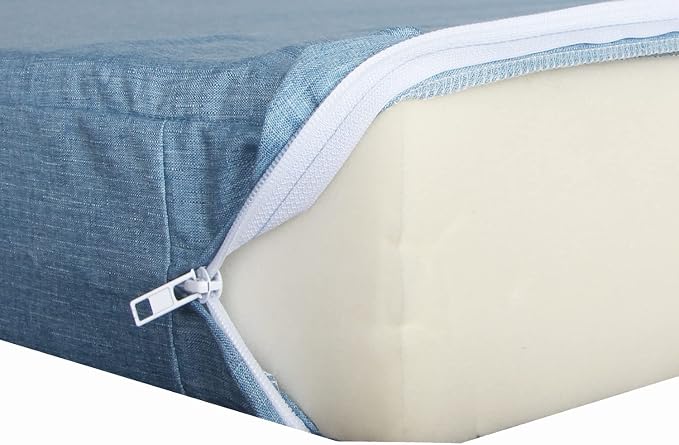 Patio Seat Cushion Covers,Washable Slip Covers Replacement,Waterproof Outdoor Furniture Chair Cushion Pillow Seat Cover for Couch,Garden,Sofa,Water Blue,24"×22"×4"(2 Covers Only)