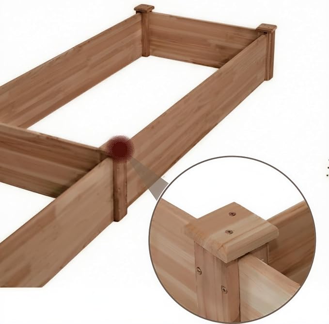 8x2ft Outdoor Wooden Raised Garden Bed,Elevated Planting Planter Box for Vegetables/Garden/Lawn/Patio,Acorn Brown, 96 x 24 x 9in