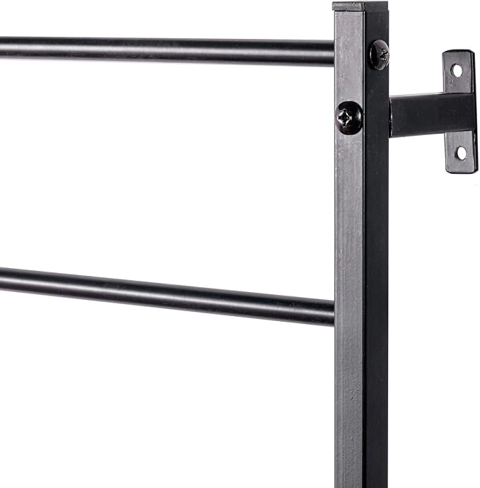 MyGift 4 Foot Tall Modern Matte Black Metal Wall Mounted Horizontal Bars Trellis, Outdoor Hanging Support Frame for Climbing Garden Plants and Crawling Vines, Set of 2
