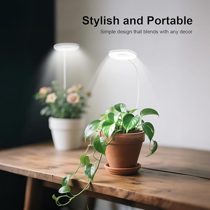 Grow Lights for Indoor Plants, Clip Plant Lights for Indoor Growing with Auto On/Off Timing 4/8/12 Hrs,10 Dimmable Levels,3 Spectrum Modes, Adjustable Gooseneck, Remote Control,2 Packs