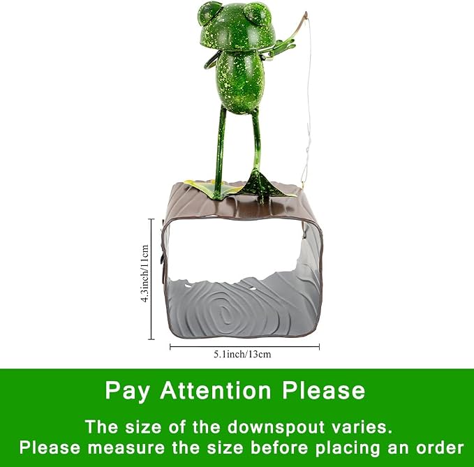 Frog Metal Gutter Downspout Extensions, Animal Gutter Downspout Decorative, Outdoor Splash Block Sculpture Garden Decor, Waterproof Gutter Guard Garden Statue Ornaments for Lawn,Yard
