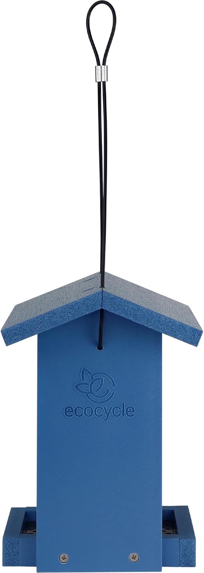 Tasty Tidbit Recycled Plastic Bird Feeder with Fresh Seed Tray for Wild Birds and Outdoor Décor, 0.875 Quart Capacity, Blue