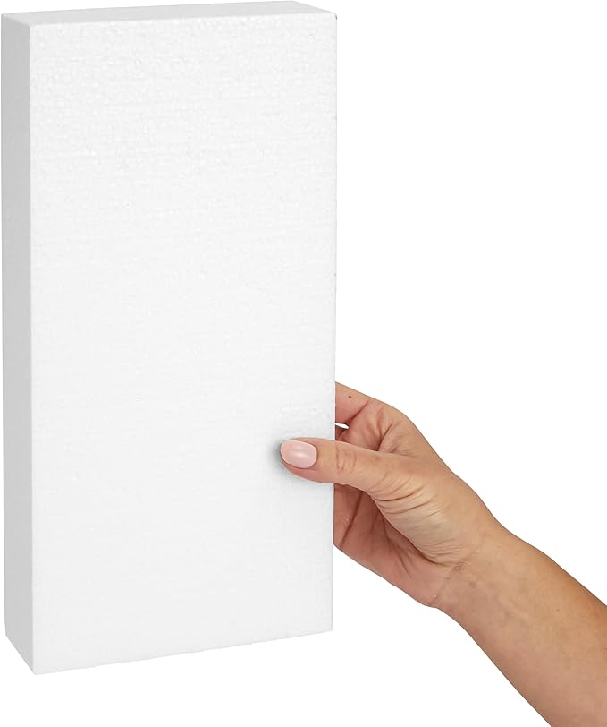 Juvale Smooth Foam Craft Blocks for DIY Craft & Floral Arrangement - Foam Carving Blocks - 12 x 6 x 2 In, White, 6 Pack