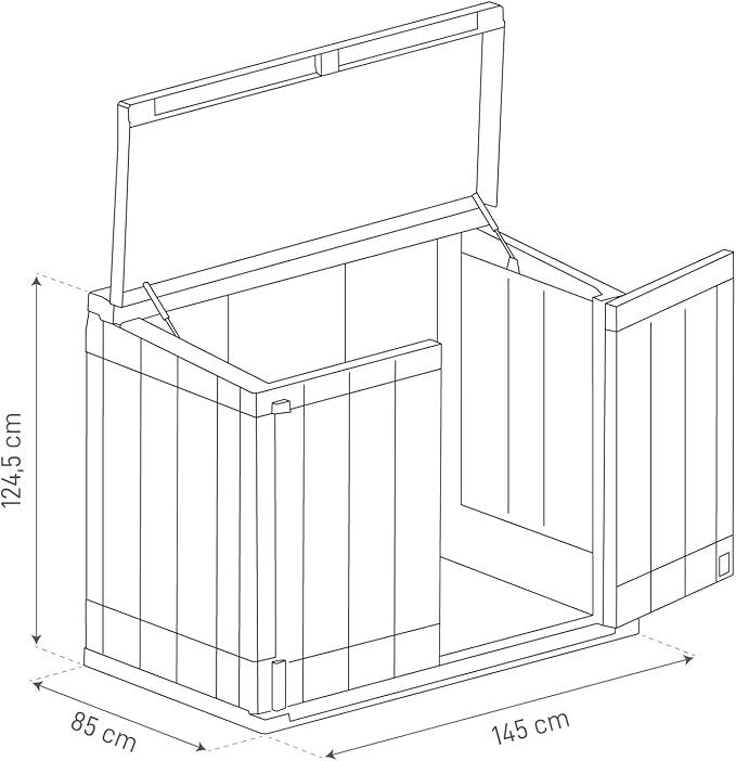 Toomax Stora Way All Weather Outdoor XL Horizontal Storage Shed Cabinet for Trash Can, Garden Tools, and Yard Equipment, Taupe Gray and Anthracite