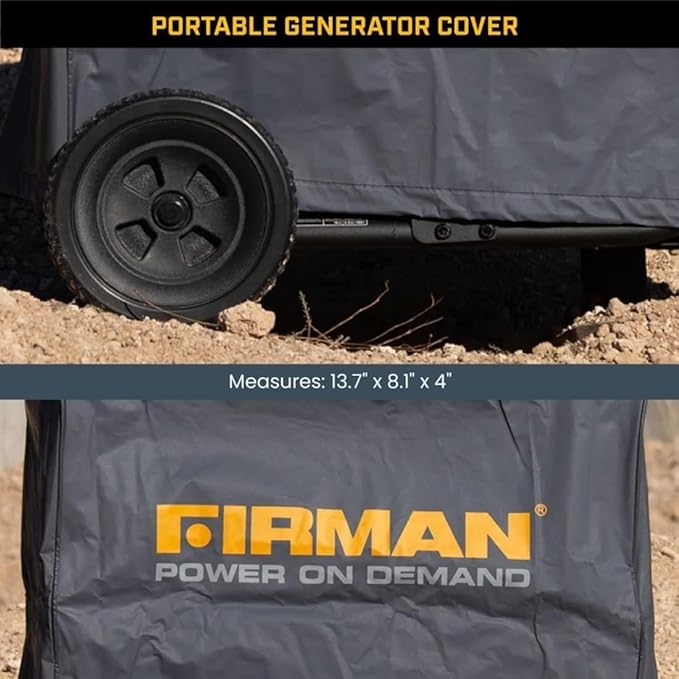 FIRMAN 1009 Large Portable Generator Cover, Heavy Duty Waterproof Vinyl, Double Insulated Protection for Generators 5000 Watts and above, with Drawstring Closure and Secure Pull Cord