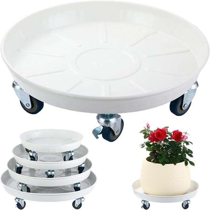 Planterhoma 3 Packs 16 inches Metal Plant Caddy with Wheels Extra-large Rolling Plant Stand Heavy-duty Iron Plant Dolly Casters for Indoor Outdoor Flower Pot Mover Roller Coasters