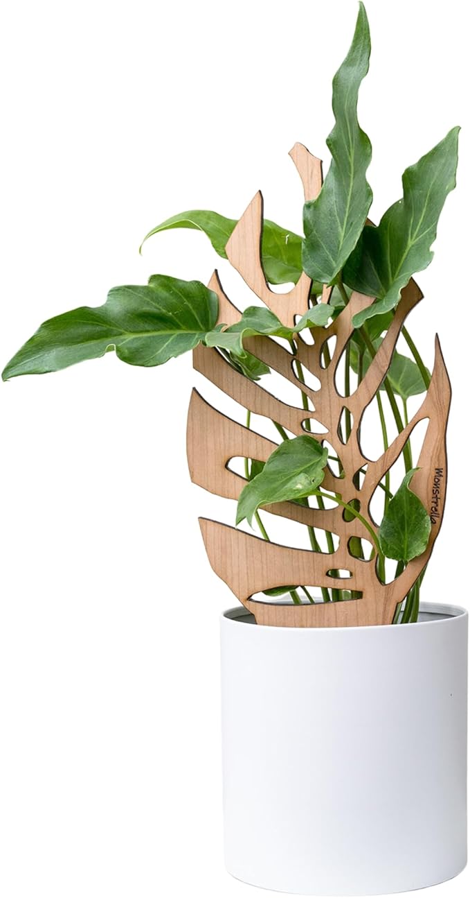 Treleaf Bare™ Monstrella™ – Customizable Wooden Monstera Leaf Plant Trellis – Grande Size 24” Indoor Plant Support and Decorative Houseplant Stake for Potted Climbing Plants