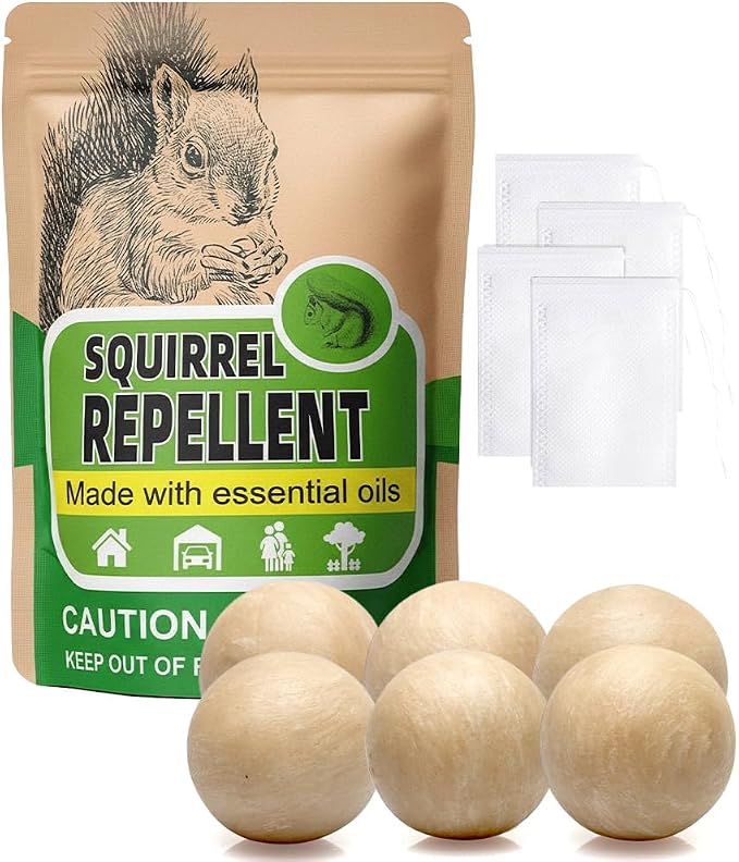 AUDQQM Squirrel Repellent, Chipmunk Repellent for Garden, Keep Squirrel & Chipmunk Away, Easy to Place for Yard, Attic & Bird Feeders, Pack of 6