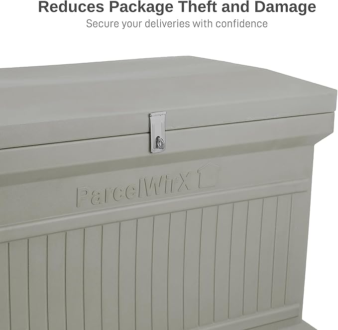 RTS Home Accents Parcelwirx Premium Horizontal Storage Cabinet/Package Delivery Drop Box with Hinged Lid, Prestige Pewter