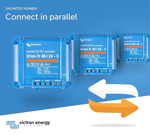 Victron Energy Orion-Tr DC to DC Converter - 48/24-Volt 5 amp 120-Watt - IP43 Protected - for Dual Battery Systems - Isolated