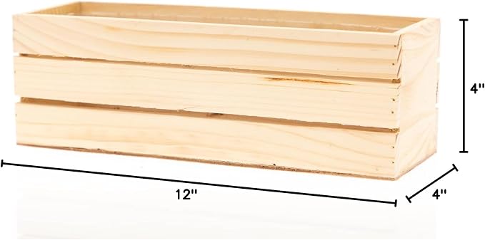 Wood Planter Box with Wine Crate Styled, 12x4 Inch Rectangular, Rose Wood, Plastic Liner, Garden Centerpiece Display, Wedding Flowers Holder, Home and Venue Decor (12x4 Wine Crate Set of 4, Rose Wood)