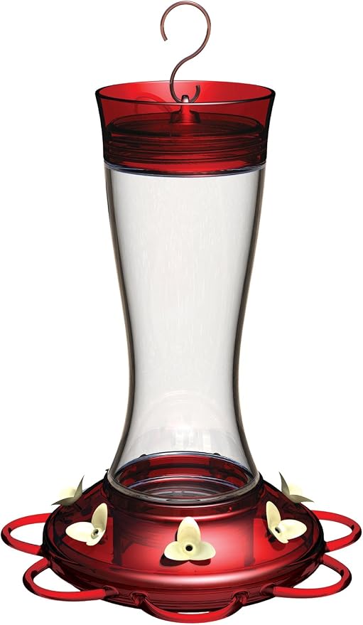 More Birds, 36, Garnet Hummingbird Feeder, Glass Bottle with 7 Feeding Stations, 20 Ounce Capacity