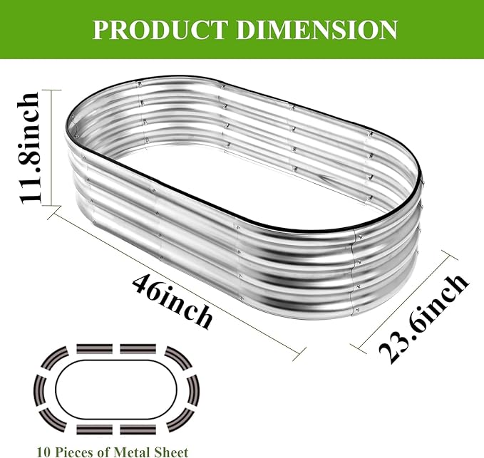 Galvanized Raised Garden Bed Outdoor, 4x2x1ft Large Planter Raised Bed Kit with Safety Edging and Gloves, Stainless Metal Raised Planter Box for Gardening Vegetables Herb Fruits Flowers