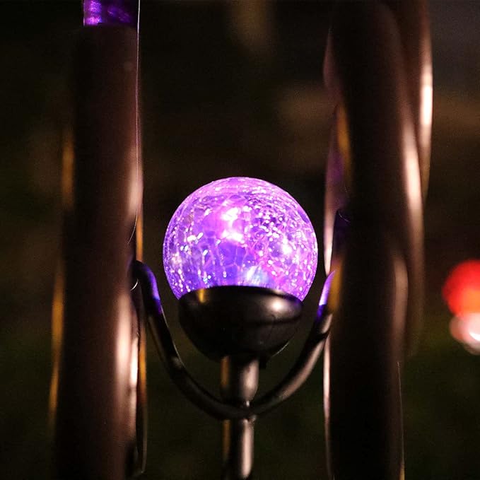 Solar Powered Glass Ball+Accessories - for Solar Wind Spinner Replacement Solar Light Parts (Bronze)
