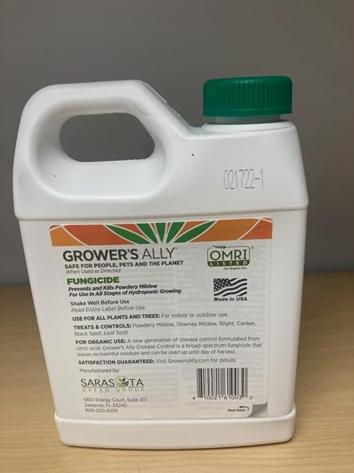Grower's Ally Fungicide for Plants Concentrate - Indoor Outdoor Plant Fungicide Treatment Control for Powdery Mildew, Alternaria Blight, Rot, Fungus - Trusted by Cultivators - 32 Oz, Makes 20 Gallons