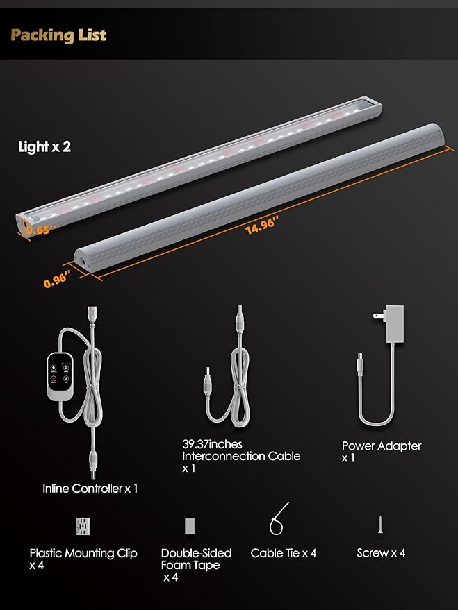 T5 Smart Grow Light for Indoor Plants,3500K Full Spectrum LED Plant Light Strips with 3/9/12H Auto Timer,Stepless Dimming,Modular Design,Plug and Play (White, 2 Pack)