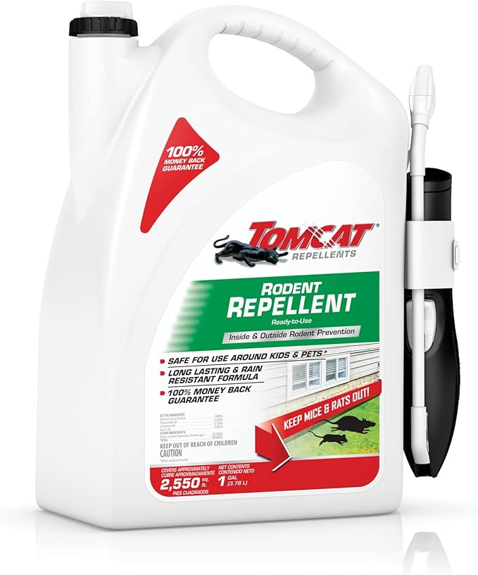 Tomcat Repellents Rodent Repellent Ready-to-Use with Comfort Wand For Indoor and Outdoor Mouse and Rat Prevention, Peppermint Oil Spray for Rodents with Cinnamon, Garlic Essential Oils,1 gal. (2-Pack)