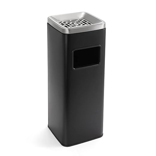 BEAMNOVA Outdoor Trash Can Black Indoor Stainless Steel Commercial Garbage Can Industrial Garbage Enclosure Inside Cabinet with Lid Waste Container, Black, 25 * 25 * 68 cm / 9.8 * 9.8 * 26.8 in