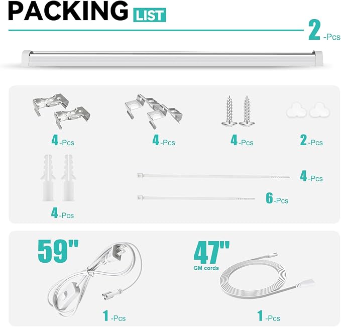 JESLED Plant Grow Lights, 4FT 5000K Full Spectrum Daylight White, 96W(2 X 48W,600W Equivalent), Linkable Grow Light Strips for Indoor Plants, Seed Starting, Greenhouse, Growing Shelf, 2-Pack