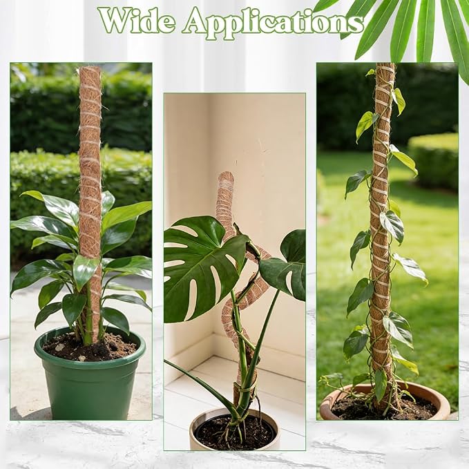 Moss Pole Monstera Plant Support 2 Pack 32 Inch Bendable Moss Pole for Monstera Plants Indoor Handmade Coco Coir Pole Plant Sticks Support Stakes for Potted Plants Philodendron to Grow Upwards