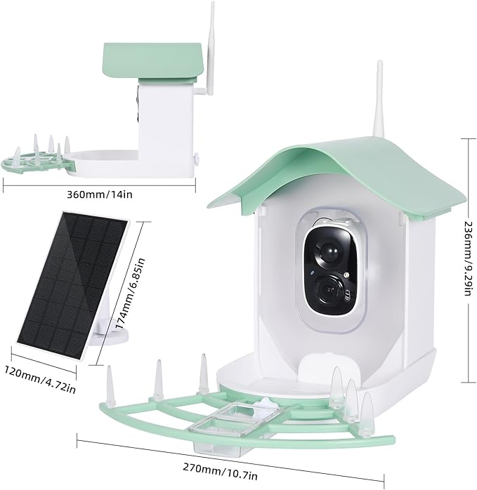 Bird Feeder with Camera, AI Identify Species, Smart Feeder Camera Bird Videos & Instant Notifications, Ideal Gift for Birds Lover