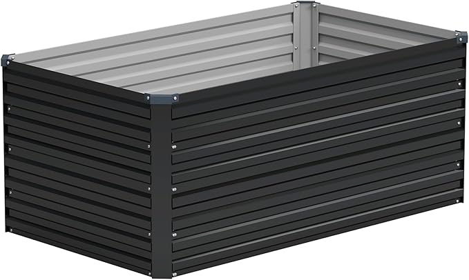 Vengarus 4x2x2FT Galvanized Raised Garden Bed Kit, Deep Root Planter Box Outdoor Large Planter Raised Beds for Planting Flowers,Vegetables and Herbs-Black