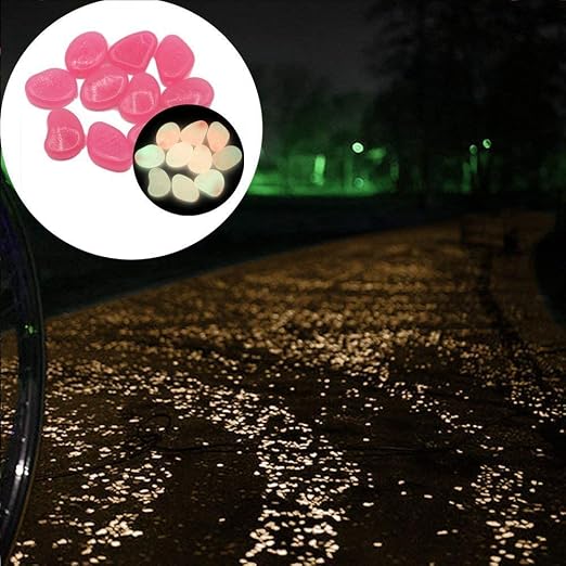 550 Pcs Glow in The Dark Garden Stones Pebbles, Gardening Luminous Glow Stones Outdoor Decor Glowing Water Fish Tank Gravel (Pink)