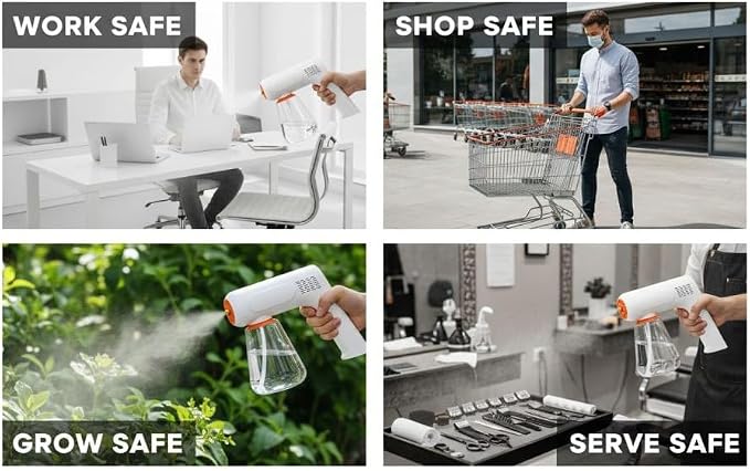 Portable Handheld Electric Sprayer, Cordless Electric Sanitization Fogger, Blue Light Nano Sanitizer Sprayer, 2-Gear Adjustable Sanitizer Atomizer with 2000 Mah Battery for Car, Home, Office