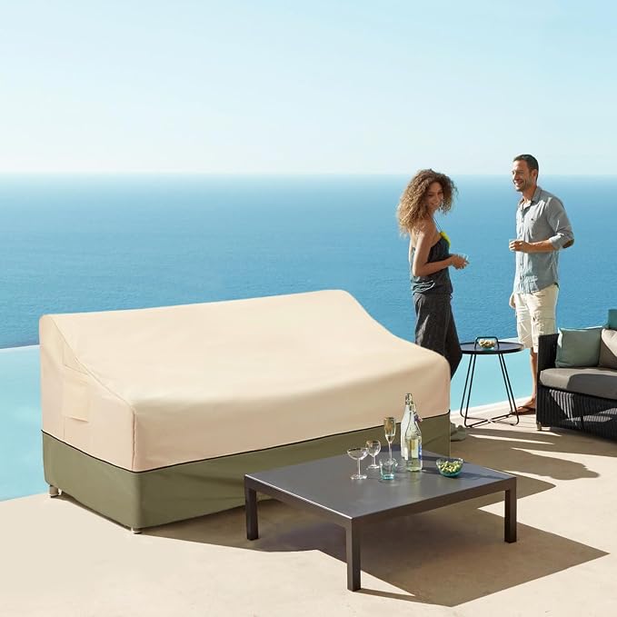 COSFLY Outdoor Furniture Patio Sofa Covers Waterproof, Outside Loveseat Covers Fits up to 54W x 38D x 35H inches