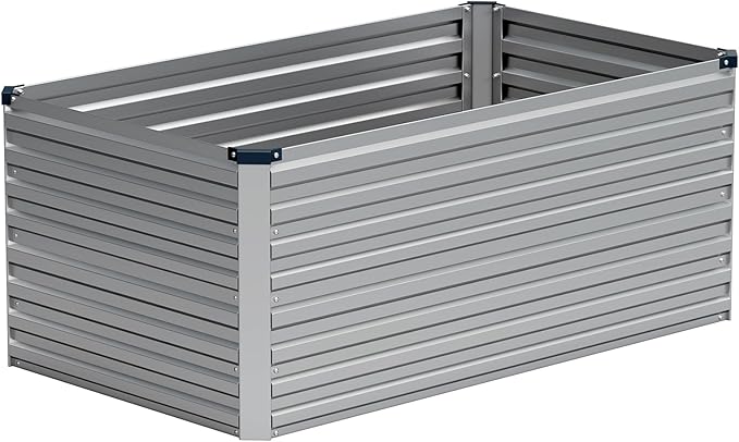 Vengarus 4x2x2FT Galvanized Raised Garden Bed Kit, Deep Root Planter Box Outdoor Large Planter Raised Beds for Planting Flowers,Vegetables and Herbs-Silver