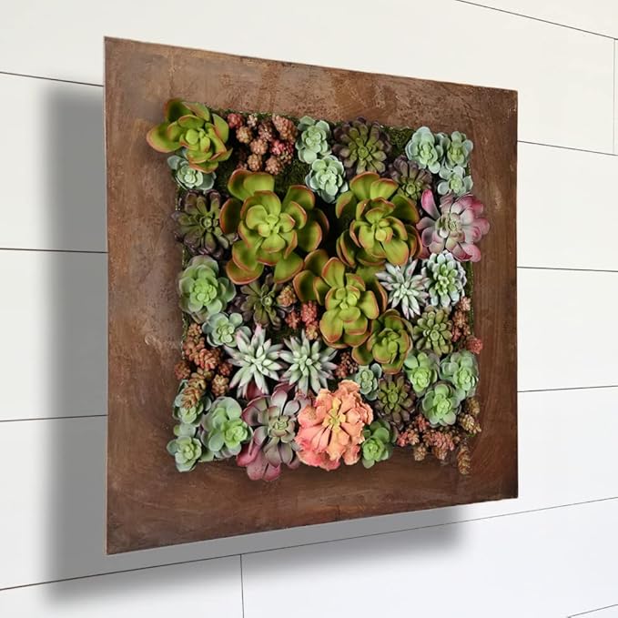 Modern Home Living Wall Galvanized Steel/Zinc Succulent Planter, Wall Mounted Garden Pocket Planter (16 Pocket, Rust Zinc)