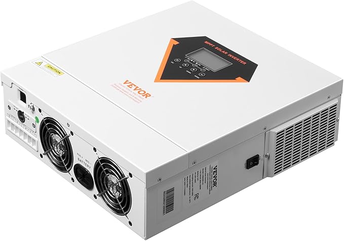 VEVOR Hybrid Solar Inverter, 3000W, Single Phase Pure Sine Wave Power Inverter, 24V DC to 110/120V AC, with Built-in 100A MPPT Solar Charge Controller, for Off-Grid System Lead Acid Lithium Battery